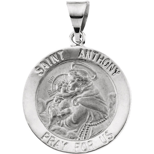St Anthony 14k Solid White Gold 1.3 Grams Pray for Us Pendant Charm Saint