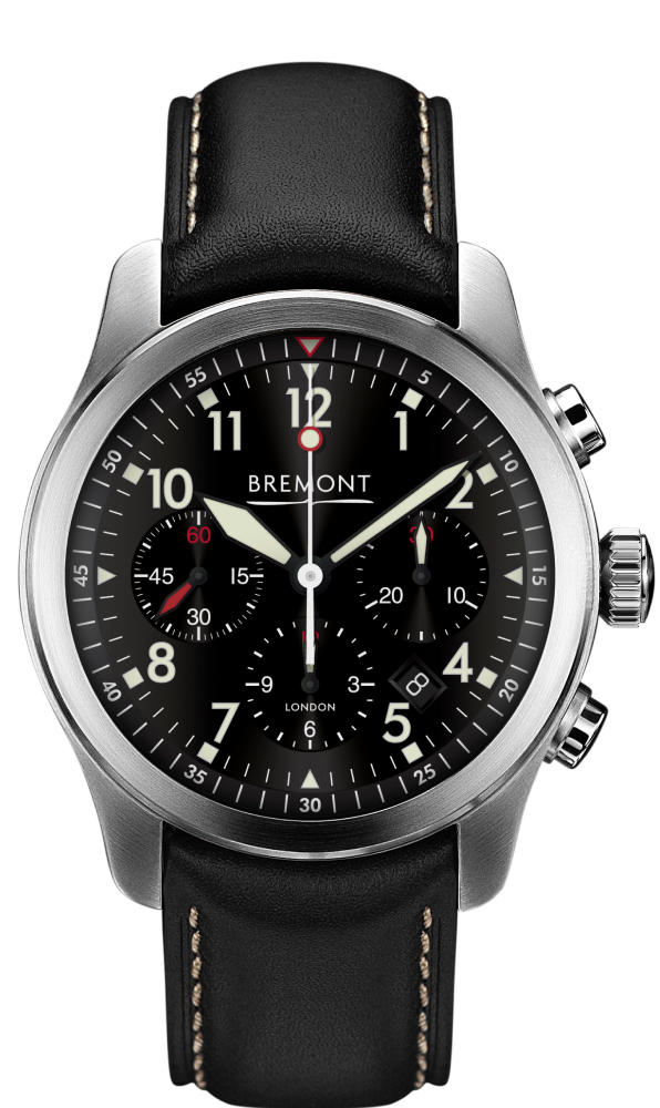 Bremont ALT1-P2-BK Black Dial Chronograph Leather Strap Watch