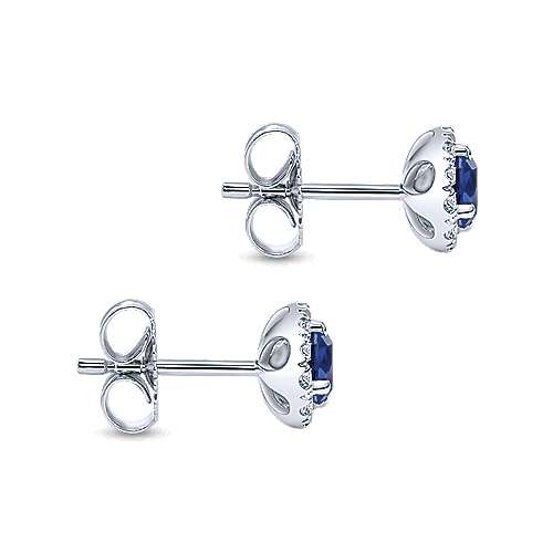 Gabriel & Co. 14k White Gold Round 0.17ct Diamond Halo Sapphire Stud Earrings EG11602W45SA