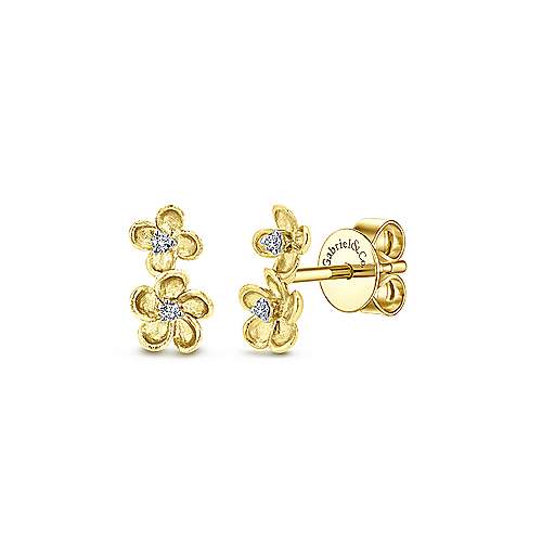 Gabriel & Co. 14k Yellow Gold Stacked Flower 0.04ct Diamond Stud Earrings EG12465Y45JJ
