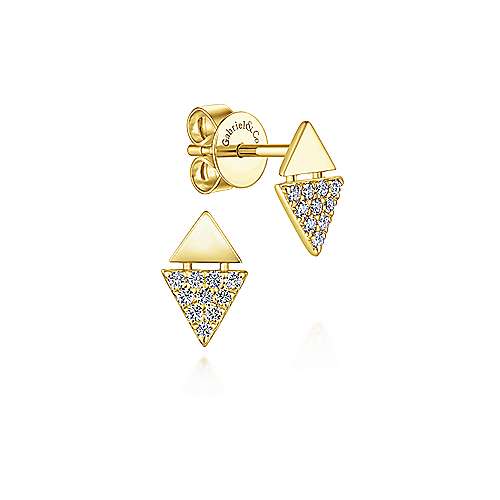 Gabriel & Co. 14k Yellow Gold Stacked Triangle 0.11ct  Diamond Stud Earrings EG13350Y45JJ