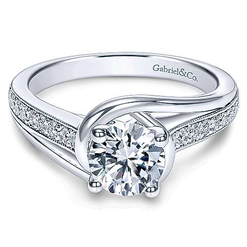 Gabriel & Co 14K White Gold Round Bypass Diamond Engagement Ring ER10313W44JJ