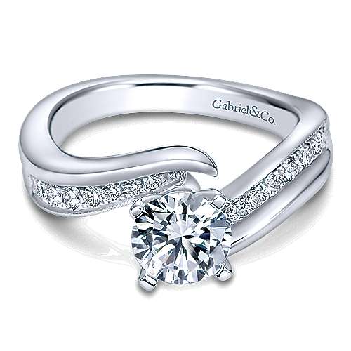 Gabriel & Co 14K White Gold Round Bypass Diamond Engagement Ring ER10793W44JJ