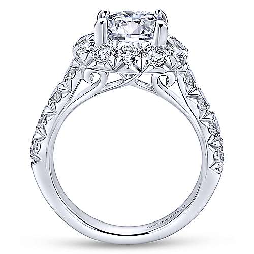 Gabriel & Co 14K White Gold Cushion Halo Round Diamond Engagement Ring  ER11986R8W44JJ