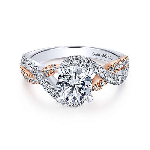 Gabriel & Co 14K White-Rose Gold Round Diamond Twisted Engagement Ring ER12005R4T44JJ