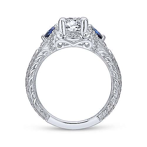 Gabriel & Co 14K White Gold Round Sapphire and Diamond Engagement Ring  ER12582R4W44SA