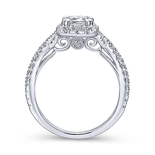 Gabriel & Co 14K White Gold Emerald Cut Diamond Halo Engagement Ring ER12636E4W44JJ