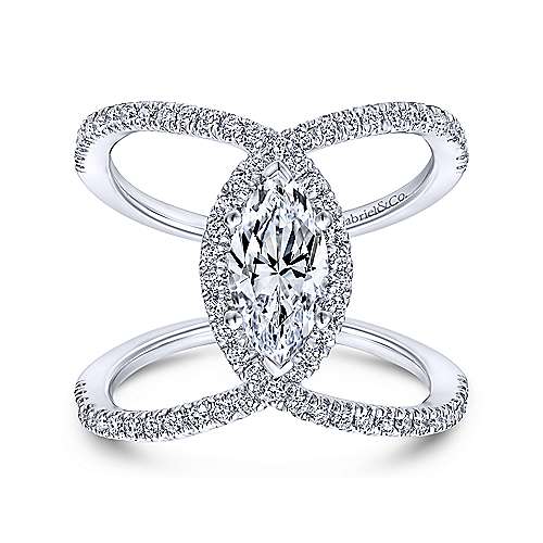 Gabriel & Co 14K White Gold Marquise Halo Diamond Engagement Ring  ER12644M4W44JJ