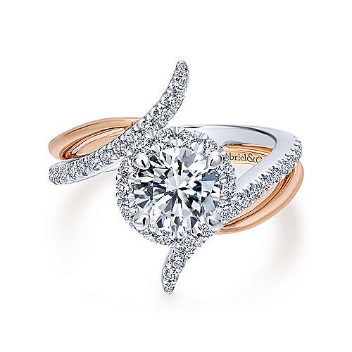 Gabriel & Co 14K White-Rose Gold Round Diamond Halo Engagement Ring ER12758R4T44JJ