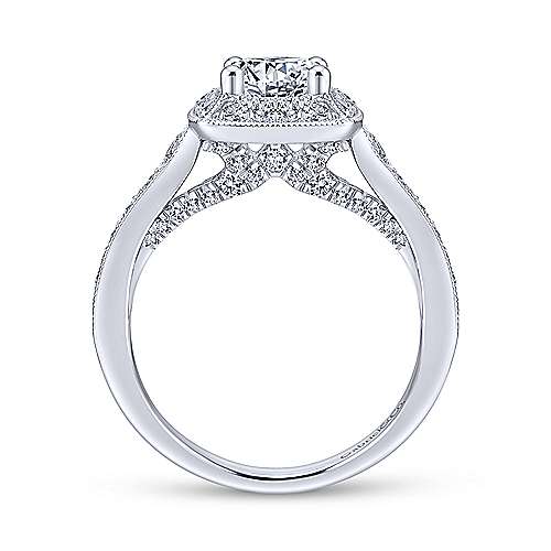 Gabriel & Co 14K White Gold Round Diamond Halo Engagement Ring ER12838R4W44JJ