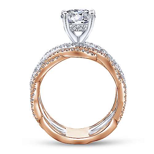 Gabriel & Co 14K White-Rose Gold Round Diamond Twisted Engagement Ring ER13684R6T44JJ