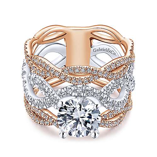 Gabriel & Co 14K White-Rose Gold Round Diamond Twisted Engagement Ring ER13684R6T44JJ