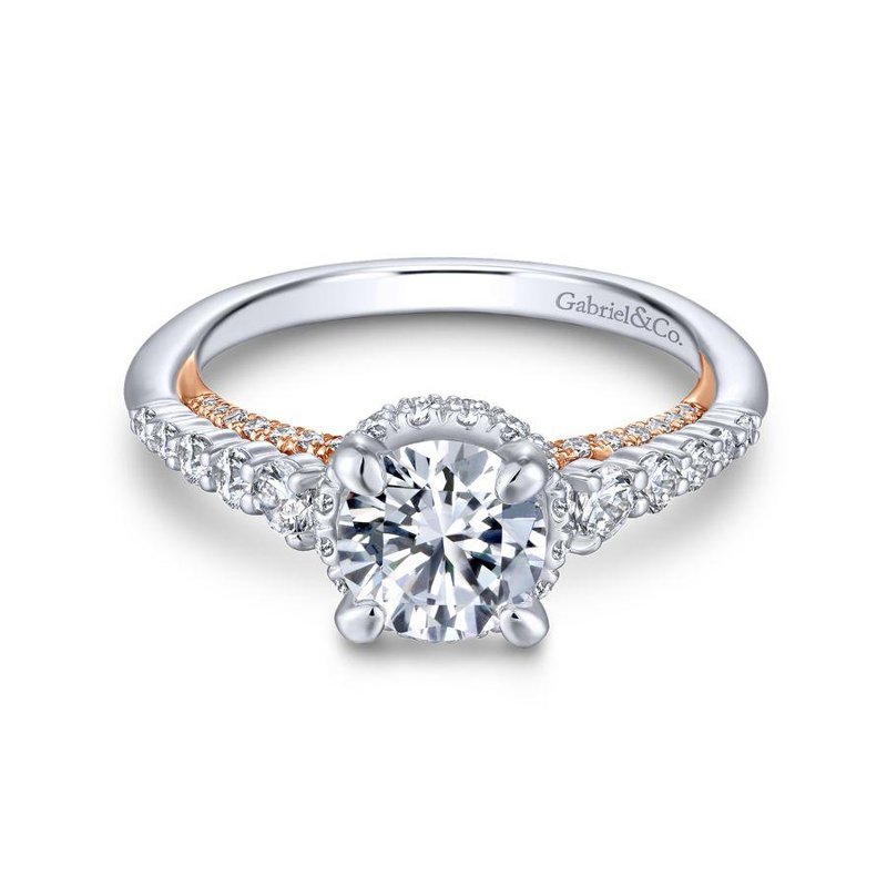 Gabriel & Co 14K White Rose Gold Round Diamond Engagement Ring  ER13829R4T44JJ