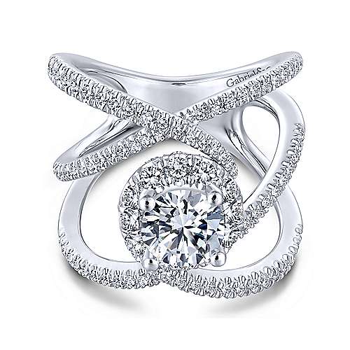 Gabriel & Co 14K White Gold Round Diamond Halo Engagement Ring ER13842R4W44JJ