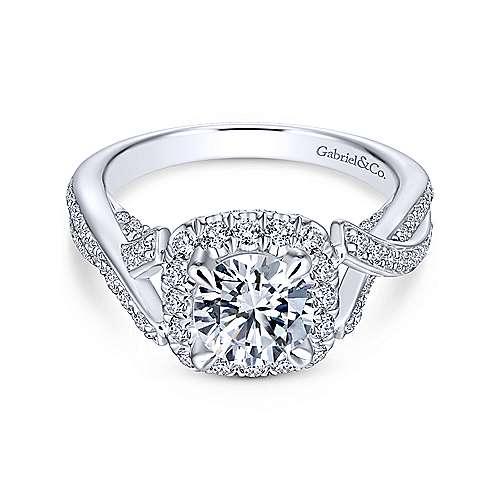 Gabriel & Co 14K White Gold Round Diamond Halo Engagement Ring ER13886R4W44JJ
