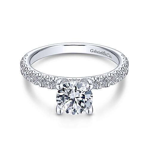 Gabriel & Co 14K White Gold Round Diamond Engagement Ring  ER13904R4W44JJ
