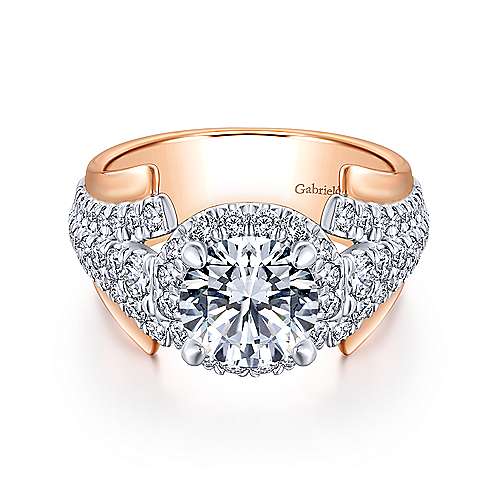 Gabriel & Co 14K White-Rose Gold Round Diamond Halo Engagement Ring ER14002R6T44JJ