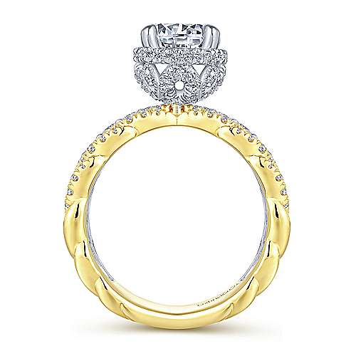 Gabriel & Co 14K White Yellow Gold Round Diamond Engagement Ring  ER14071R6M44JJ