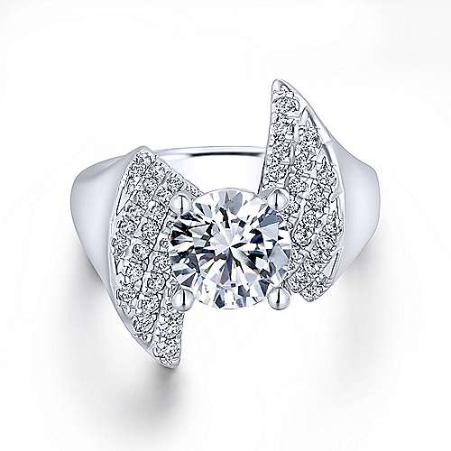 Gabriel & Co 14K White Gold Round Diamond Engagement Ring ER14086R6W44JJ