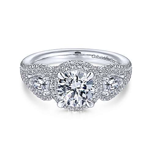 Gabriel & Co. 14K White Gold Round Halo Diamond Engagement Ring ER14406R4W44JJ
