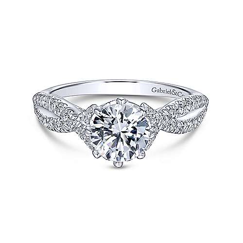 Gabriel & Co 14K White Gold Round Diamond Engagement Ring ER14426R4W44JJ