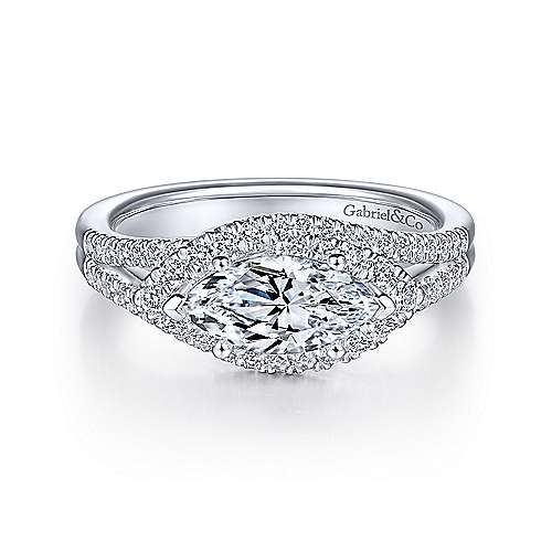 Gabriel & Co 14K White Gold Marquise Diamond Halo Engagement Ring ER14462M4W44JJ