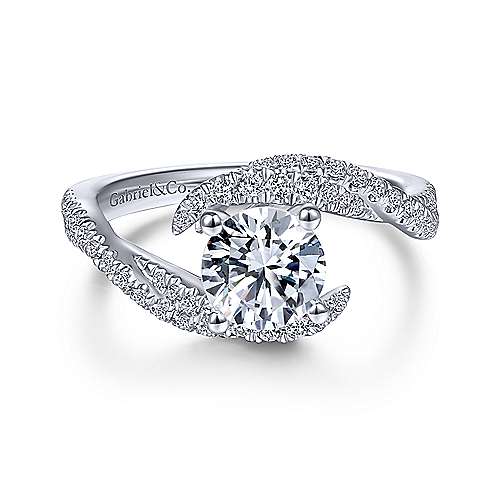 Gabriel & Co 14K White Gold Round Diamond Engagement Ring ER14466R4W44JJ