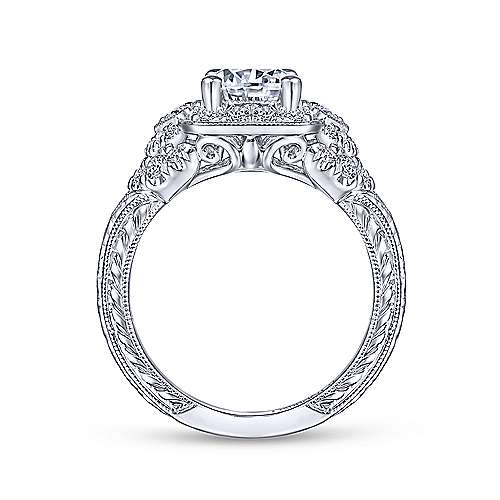 Gabriel & Co Vintage 14K White Gold Round Halo Diamond Engagement Ring  ER14482R4W44JJ