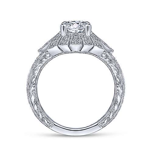 Gabriel & Co Vintage 14K White Gold Round Diamond Engagement Ring  ER14492R4W44JJ