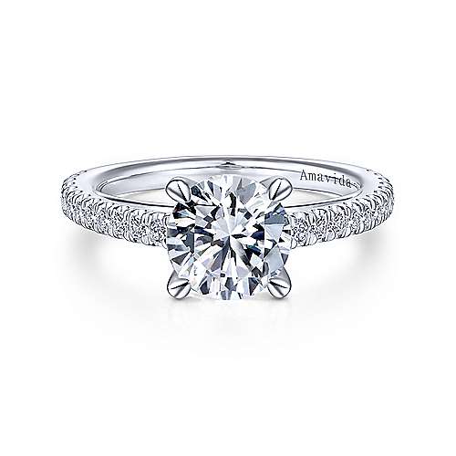 Gabriel & Co 18K White Gold Round Diamond Engagement Ring  ER14521R6W83JJ