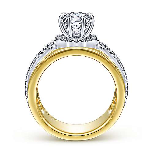 Gabriel & Co 14K White-Yellow Gold Round Diamond Halo Engagement Ring ER14635R4M44JJ