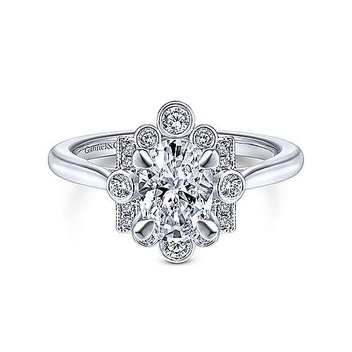 Gabriel & Co 14K White Gold Oval Diamond Halo Engagement Ring ER14723O4W44JJ