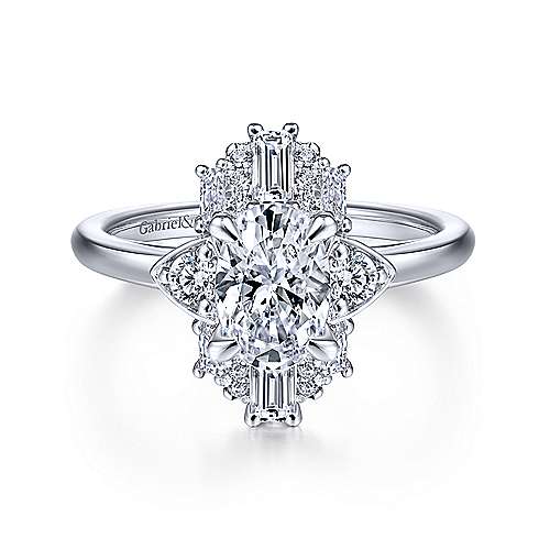 Gabriel & Co 14K White Gold Oval Diamond Halo Engagement Ring ER14724O4W44JJ