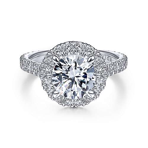 Gabriel & Co 18K White Gold Round Diamond Halo Engagement Ring ER14971R8W83JJ
