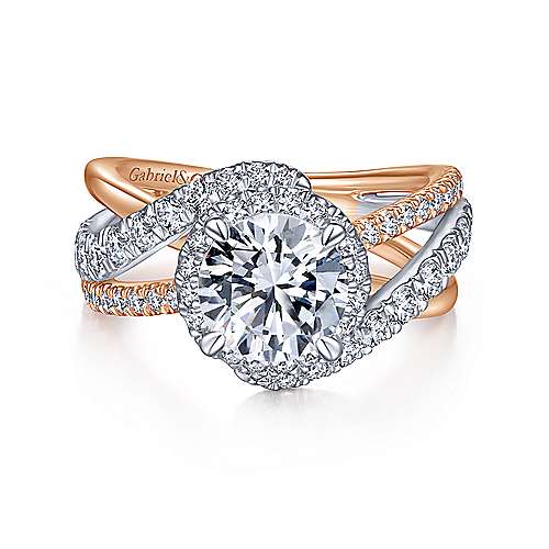 Gabriel & Co 14K White-Rose Gold Round Diamond Halo Engagement Ring ER15016R6T44JJ