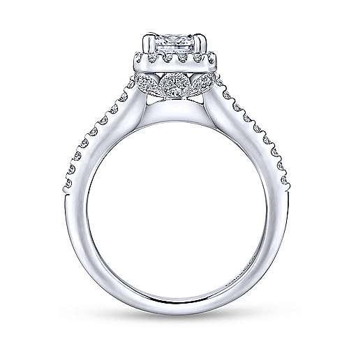 Gabriel & Co 14K White Gold Emerald Cut Diamond Halo Engagement Ring ER5822W44JJ