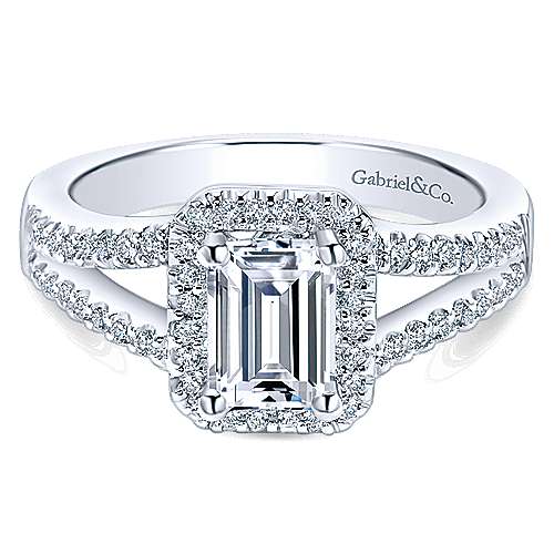 Gabriel & Co 14K White Gold Emerald Cut Diamond Halo Engagement Ring ER5874W44JJ
