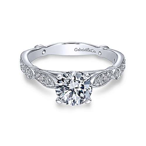 Gabriel & Co 14K White Gold Round Diamond Engagement Ring  ER6711W44JJ