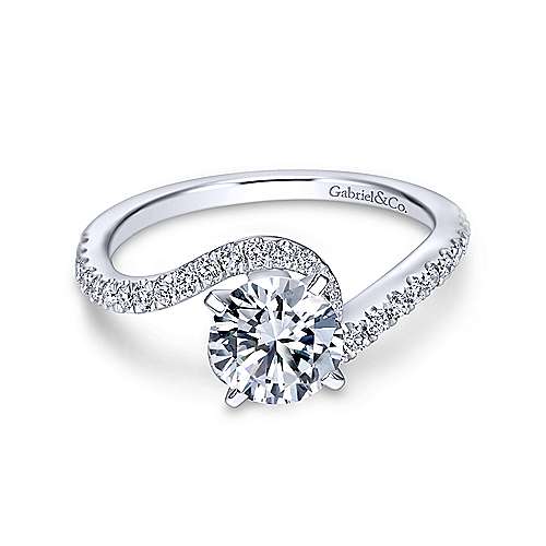 Gabriel & Co 14K White Gold Round Bypass Diamond Engagement Ring ER7232W44JJ