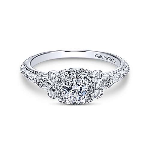 Gabriel & Co Vintage 14K White Gold Round Diamond Halo Engagement Ring ER912141R1W44JJ.CSD4