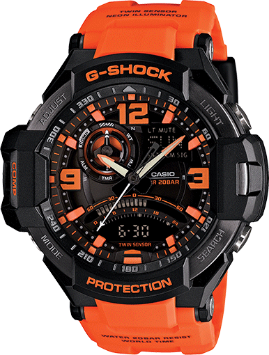 Casio Gshock GA1000-4A Mens Orange Strap Aviation Watch