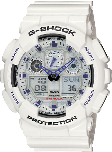 Casio Gshock GA100A-7A White Analog Digital Watch