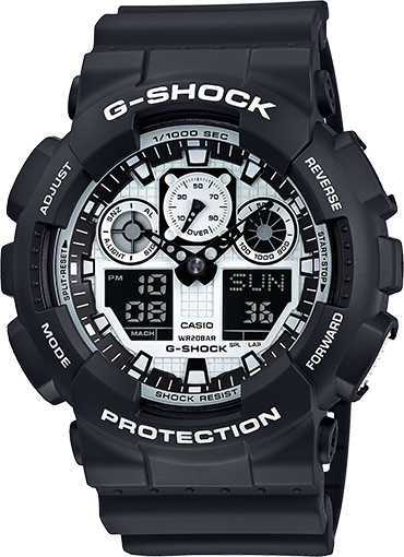 Casio Gshock GA100BW-1A Black Resin Analog Digital Watch