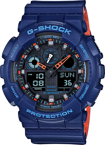 Casio Gshock GA100L-2A Mens Blue Analog Digital Watch