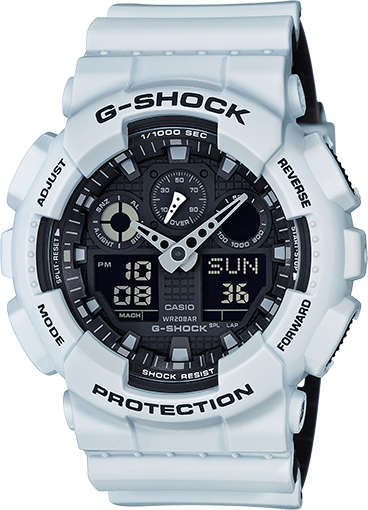 Casio Gshock GA100L-7A Mens White Resin Analog Digital Watch