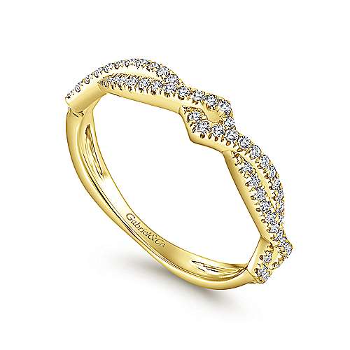 Gabriel & Co. 14K Yellow Gold Twisted Diamond Stackable Ring LR51168Y45JJ