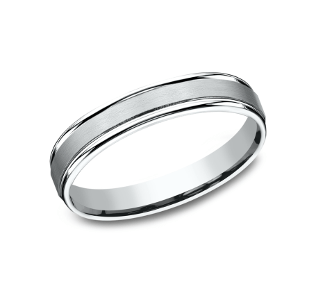 Benchmark RECF7402SW White 14k 4mm Men's Wedding Band Ring