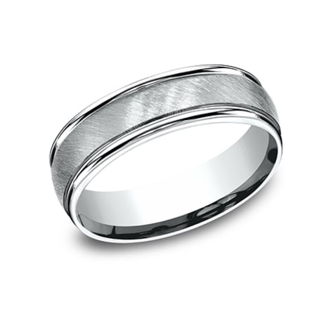 Benchmark RECF76044W White 14k 6mm Men's Wedding Band Ring