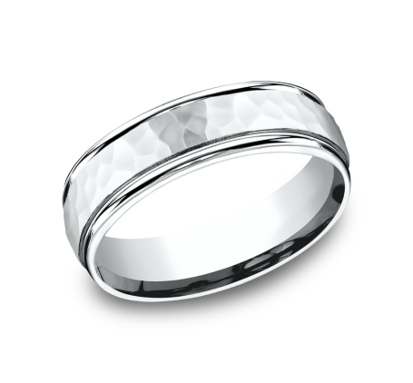Benchmark RECF865591W White 14k 6.5mm Men's Wedding Band Ring