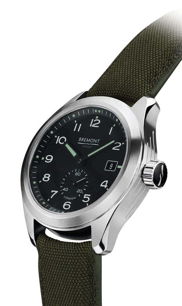 Bremont BROADSWORD Men's Automatic 40mm Case Black Dial Green Strap Watch
